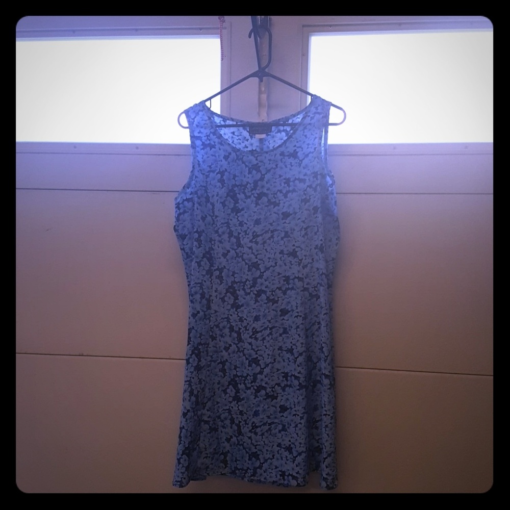 Blue floral sleeveless dress
